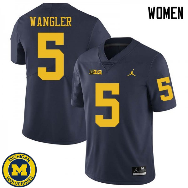 Women University of Michigan #5 Jared Wangler Navy Jordan Brand Player Jersey